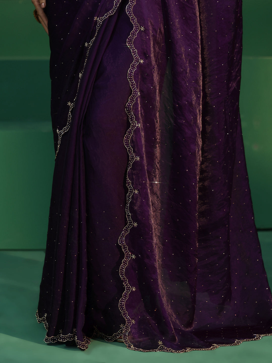  Libas Regal Purple Embellished Tissue Saree 