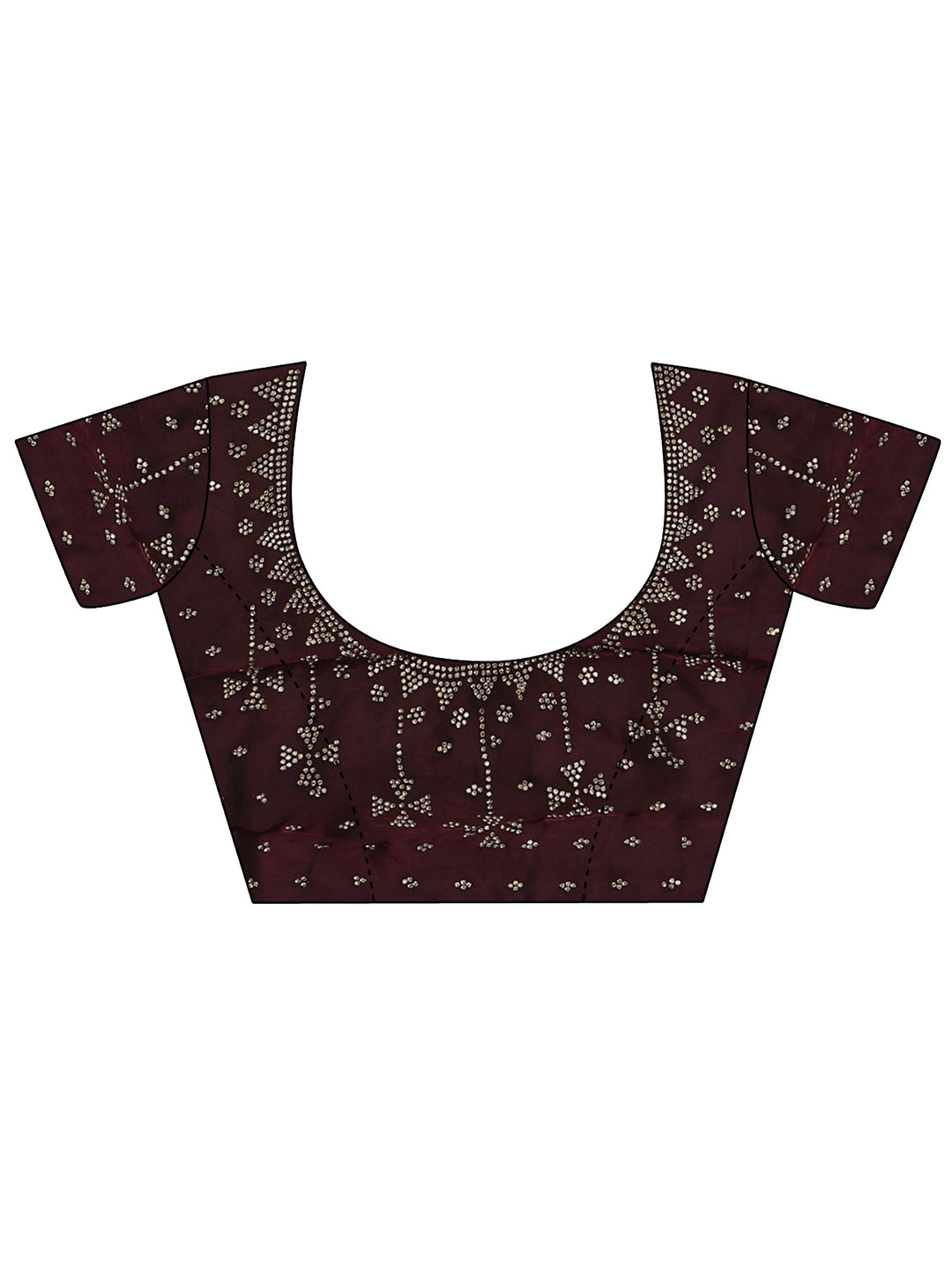  Libas Maroon Floral Embellished Tissue Saree with Scalloped Border 