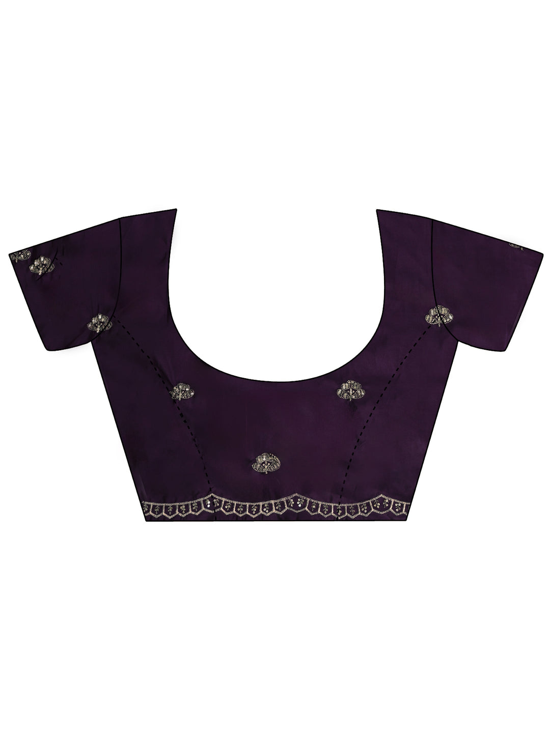  Libas Imperial Purple Sequin Embellished Leafy Pattern Satin Saree 