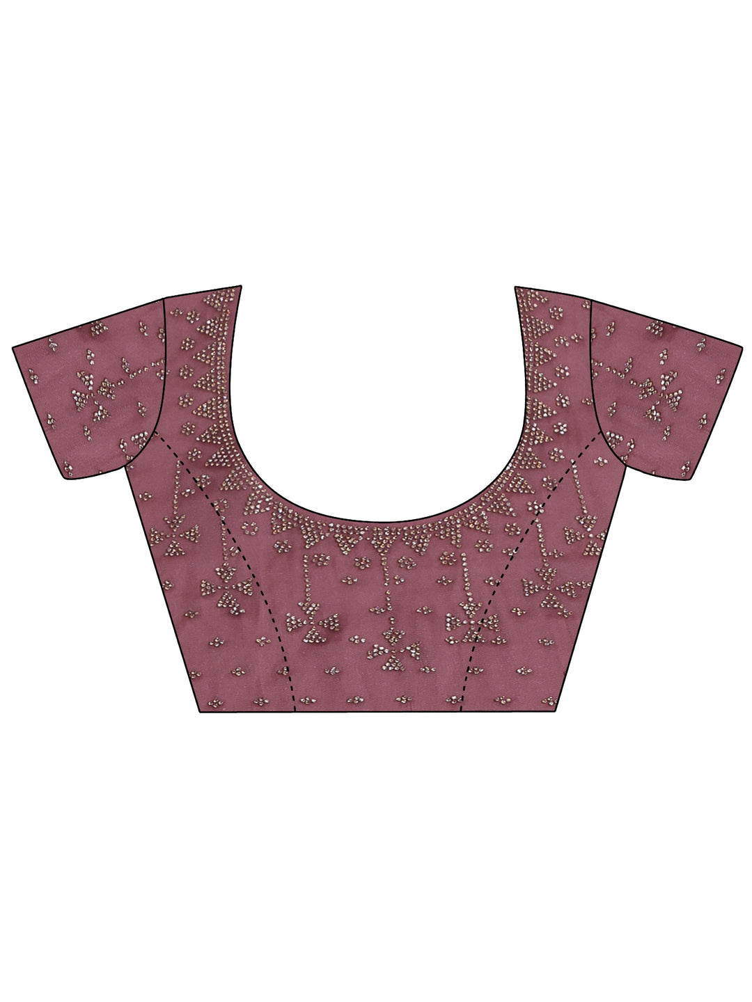  Libas Dusty Pink Embellished Organza Saree with Scalloped Border 