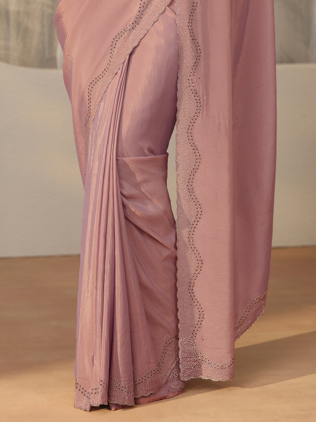  Libas Lavender Satin Saree with Embellished Border 