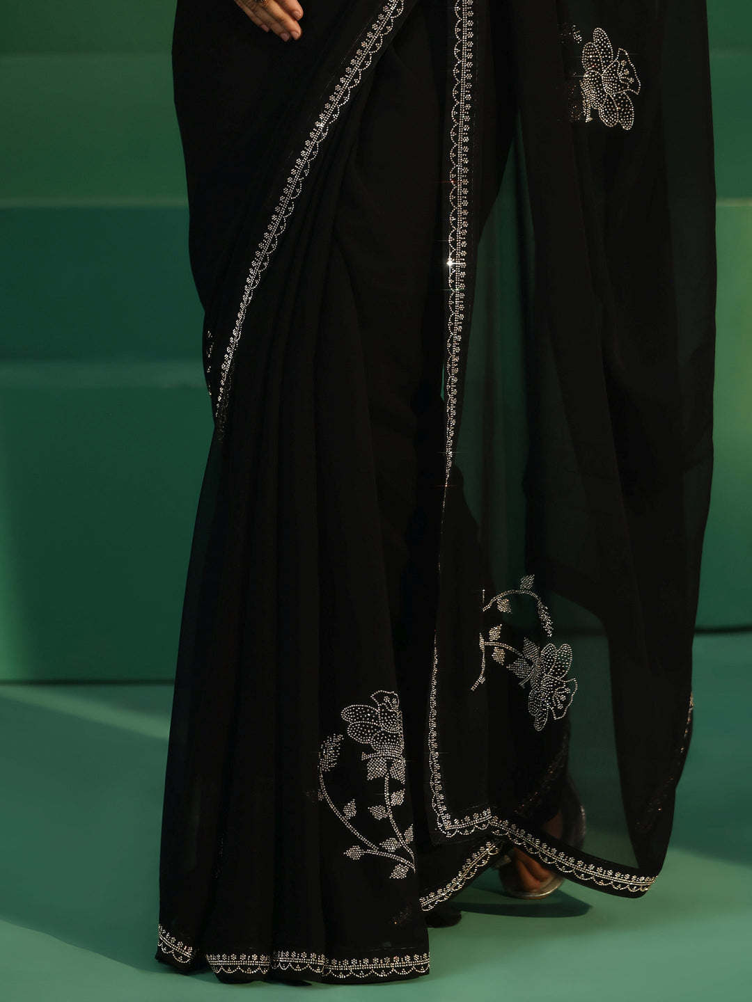  Libas Midnight Black Embellished Georgette Saree 