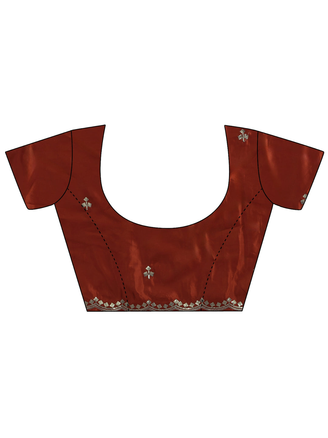  Libas Burnt Orange Floral Embellished Satin Saree 