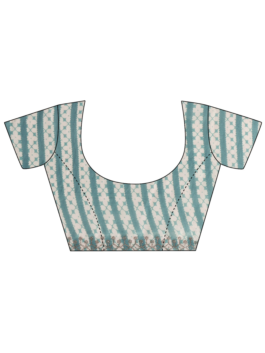  Libas Teal Blue Geometric Embellished Tissue Saree 