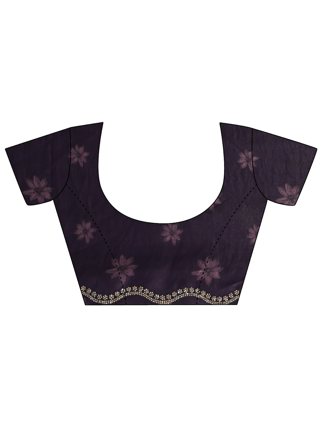  Libas Plum Purple Floral Printed Tissue Saree with Embellished Border 