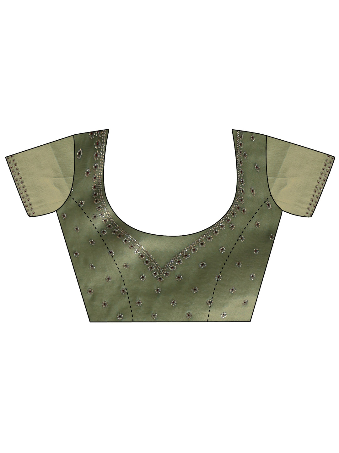  Libas Olive Green Embellished Organza Saree 