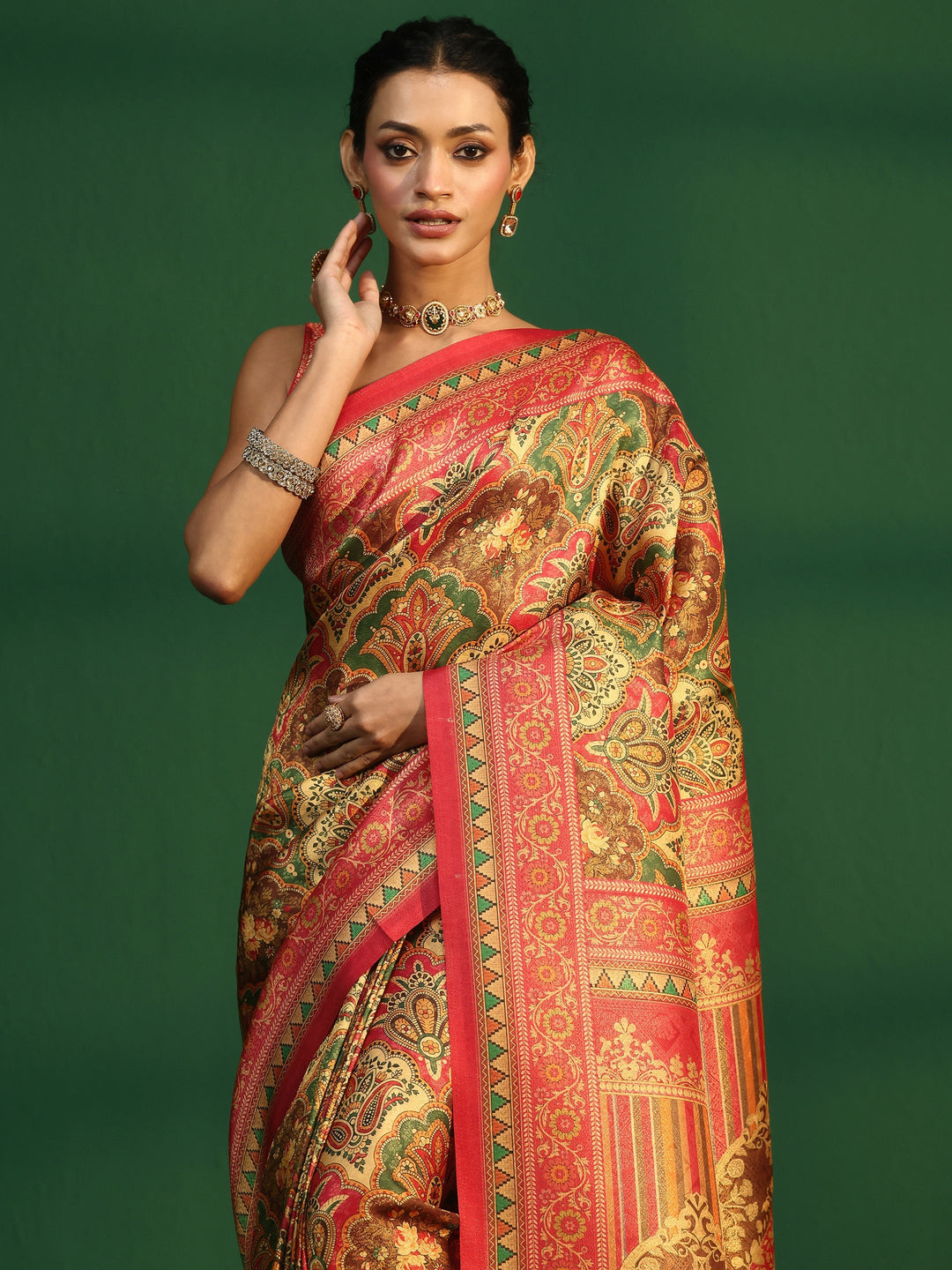  Libas Multicolour Woven Design Silk Blend Saree 