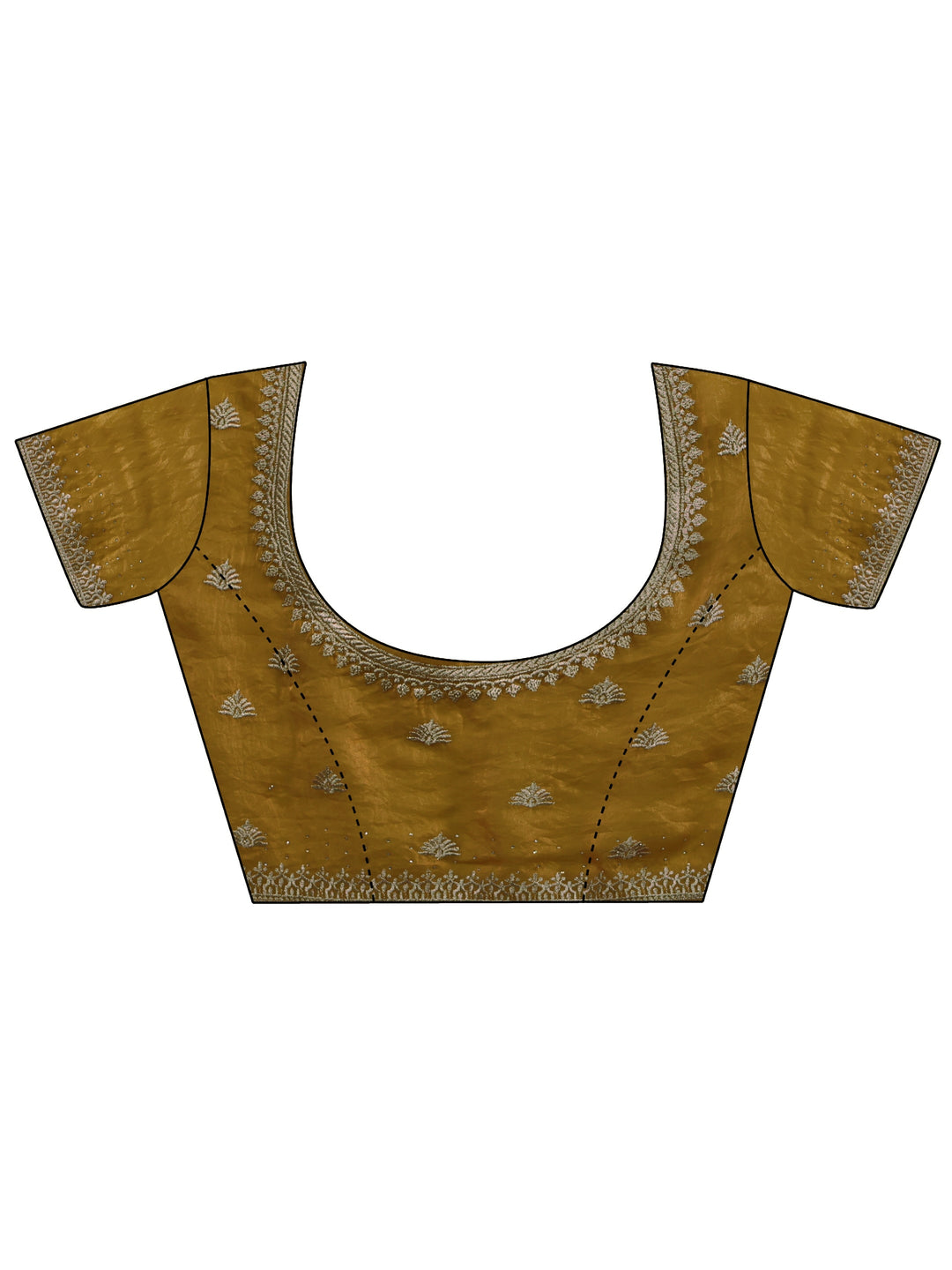  Libas Honey Yellow Tissue Saree with Embellished Border 
