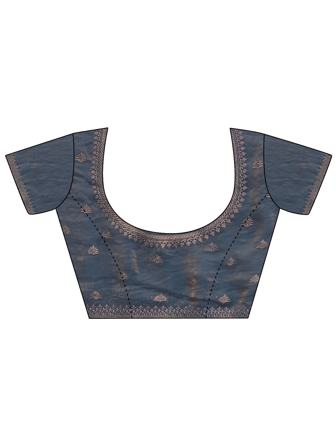  Libas Blue Tissue Saree with Embellished Border 