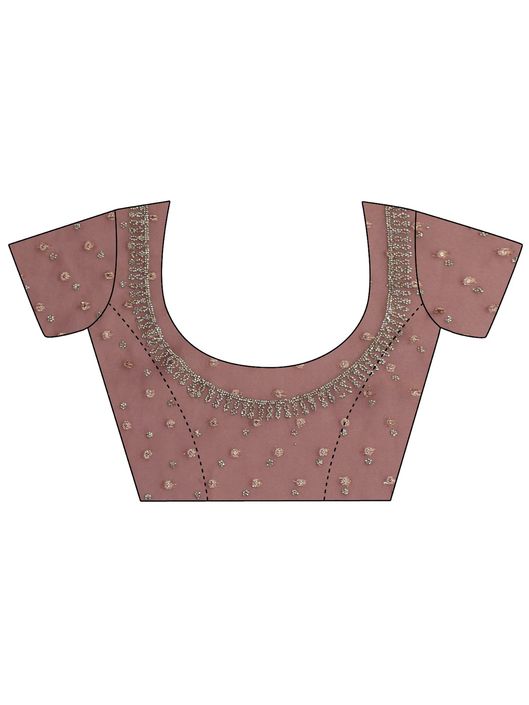  Libas Dusty Pink Embellished Tissue Saree with Scalloped Border 