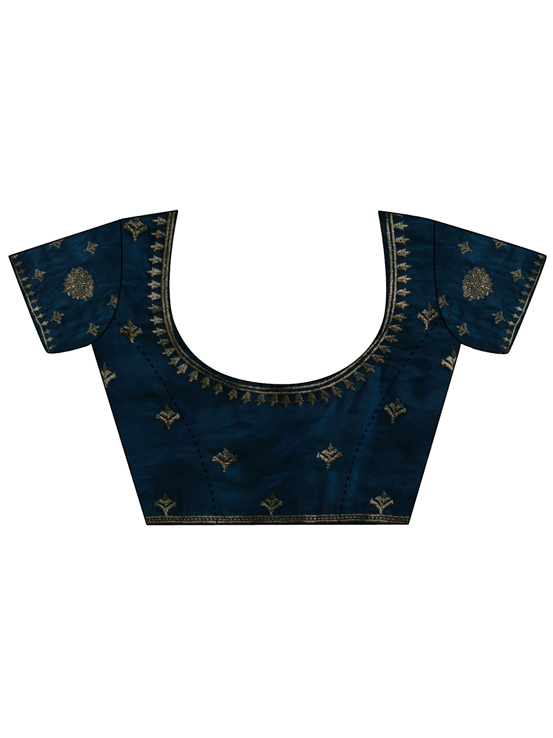  Libas Teal Blue Embroidered Tissue Saree 
