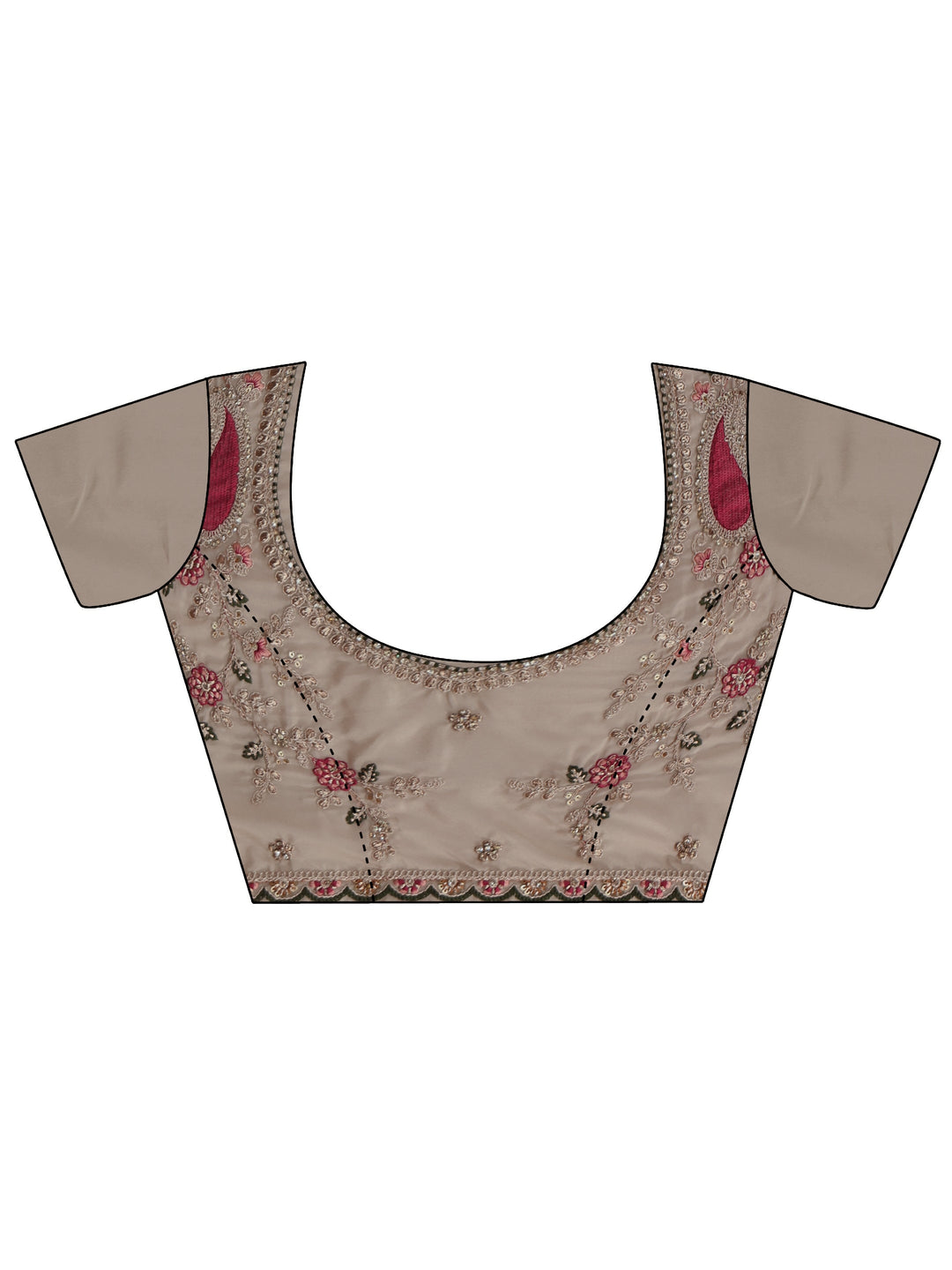  Libas Cream Floral Embroidered Tissue Saree 
