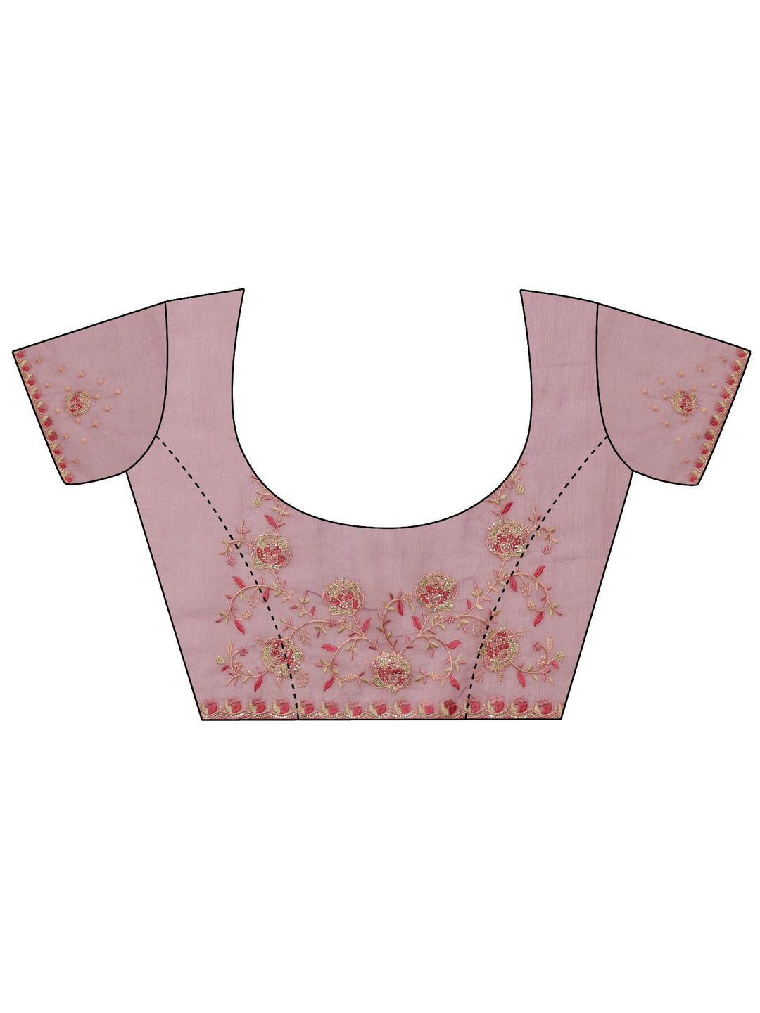  Libas Pink Floral Embellished Tissue Saree 