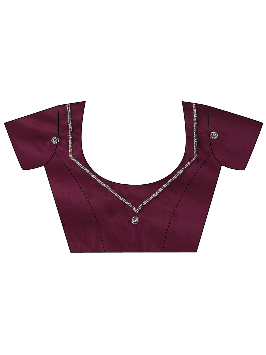  Libas Burgundy Embellished Satin Saree with Applique Design 