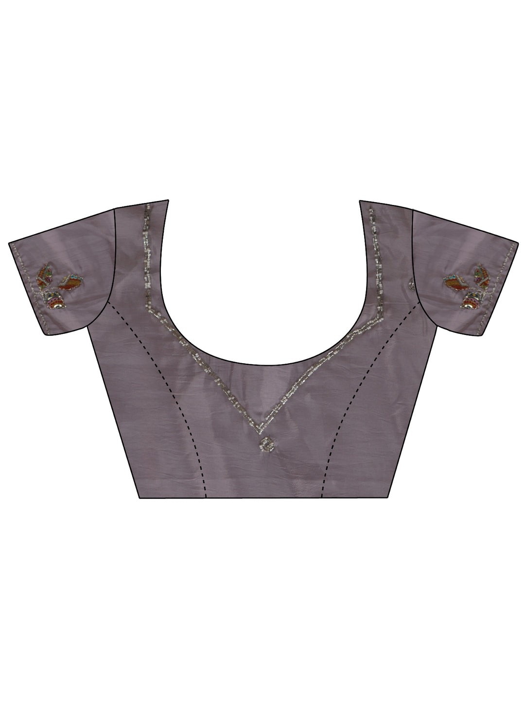  Libas Lavender Embellished Satin Saree with Applique Design 