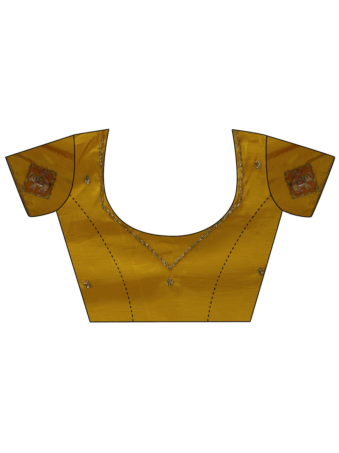  Libas Mustard Satin Saree with Applique Design 