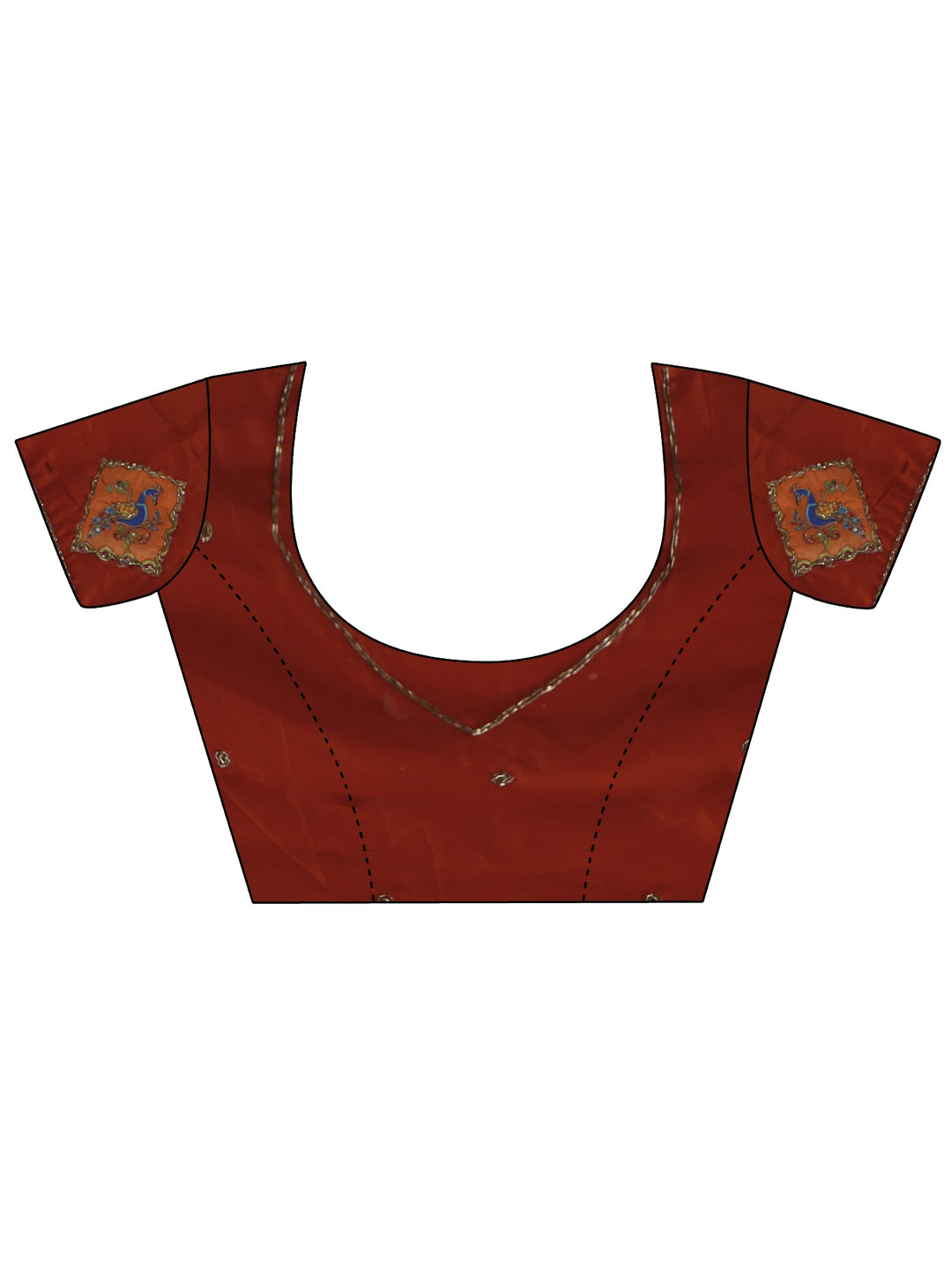  Libas Rust Brown Satin Saree with Applique Design 