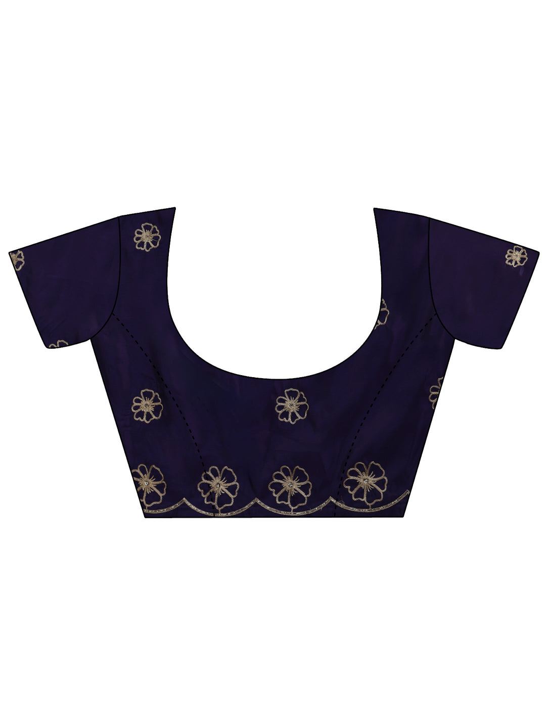  Libas Imperial Purple Floral Embellished Satin Saree with Scalloped Border 