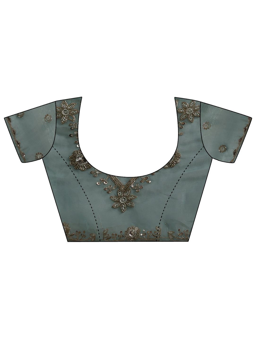  Libas Turquoise Blue Floral Embellished Tissue Saree 