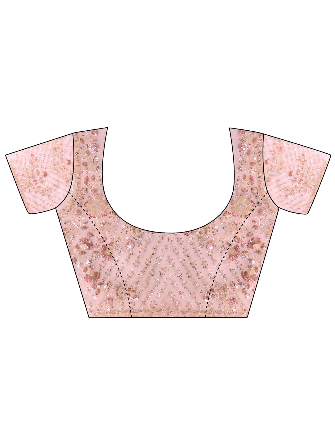  Libas Art Pink Floral Sequin Embellished Net Saree 