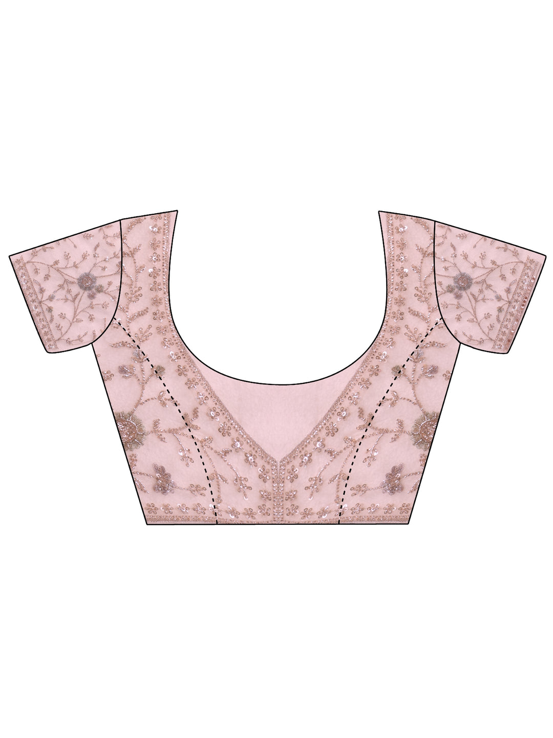  Libas Art Pink Floral Sequin Embellished Net Saree 