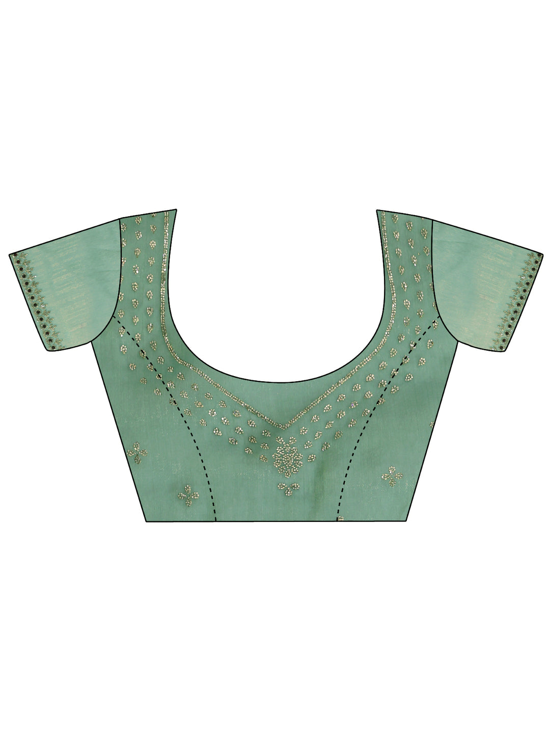  Libas Sea Green Floral Embellished Tissue Saree 