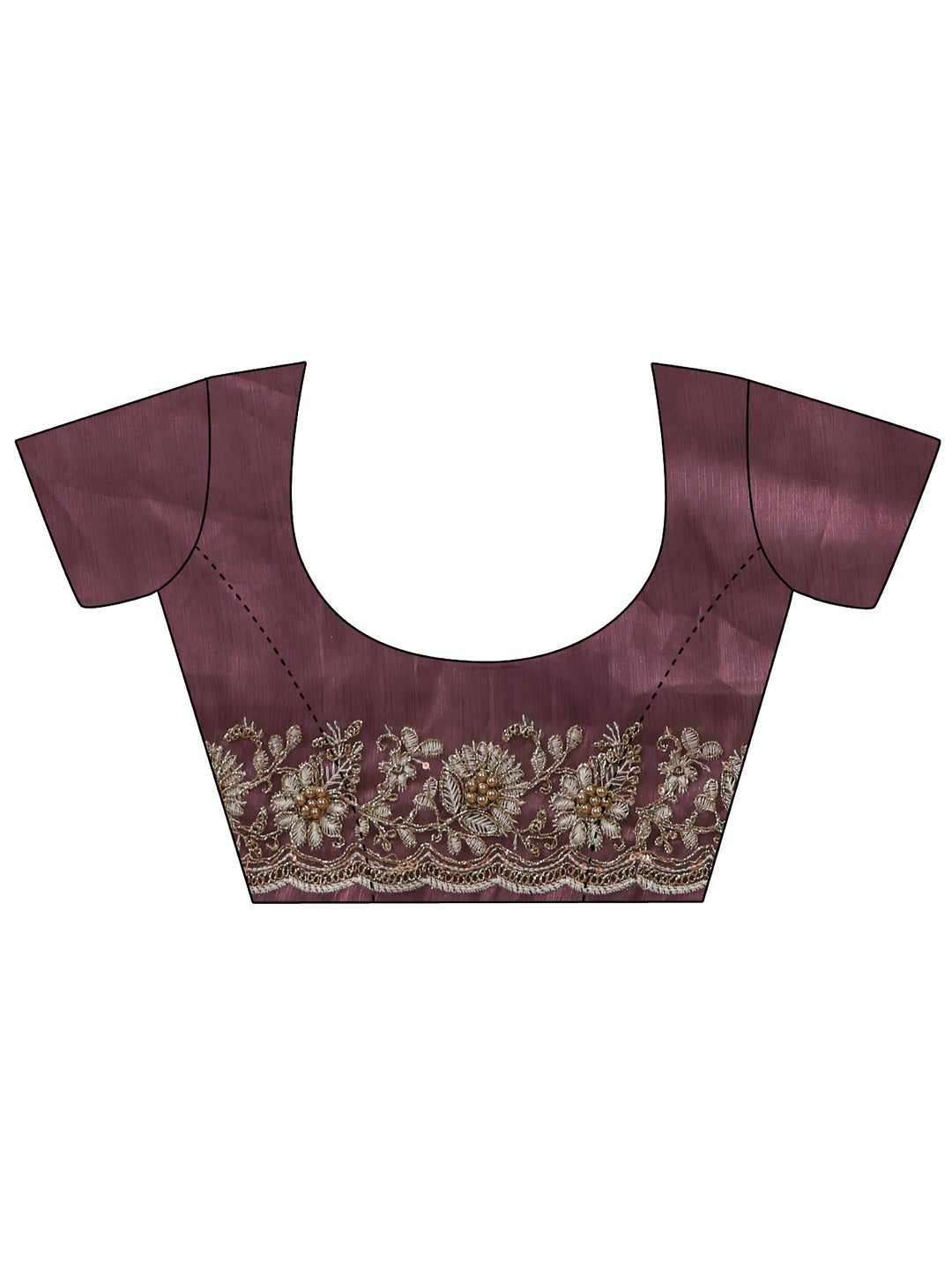  Libas Wine Floral Embroidered Tissue Saree 