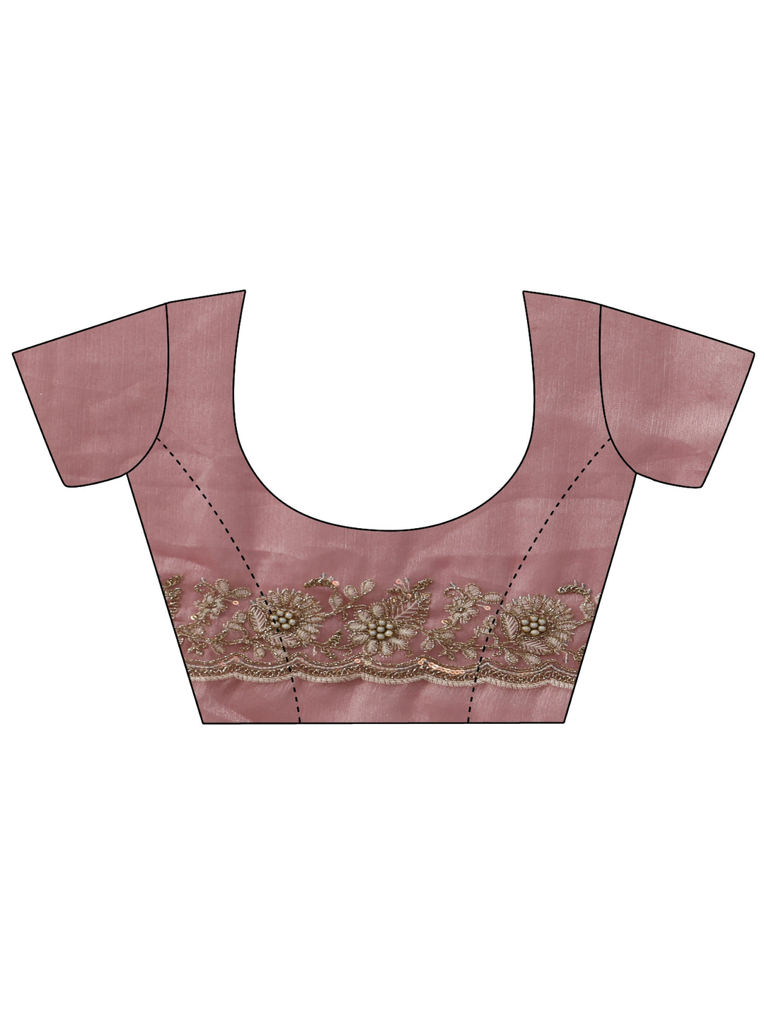  Libas Dusty Pink Floral Embroidered Tissue Saree 