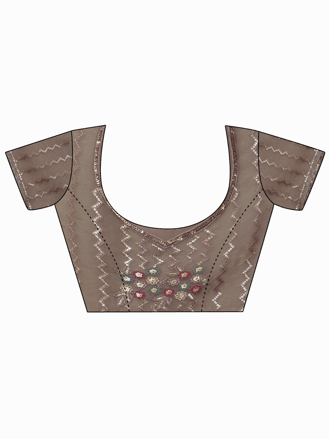  Libas Art Green Chevron Sequin Embellished Tissue Saree 