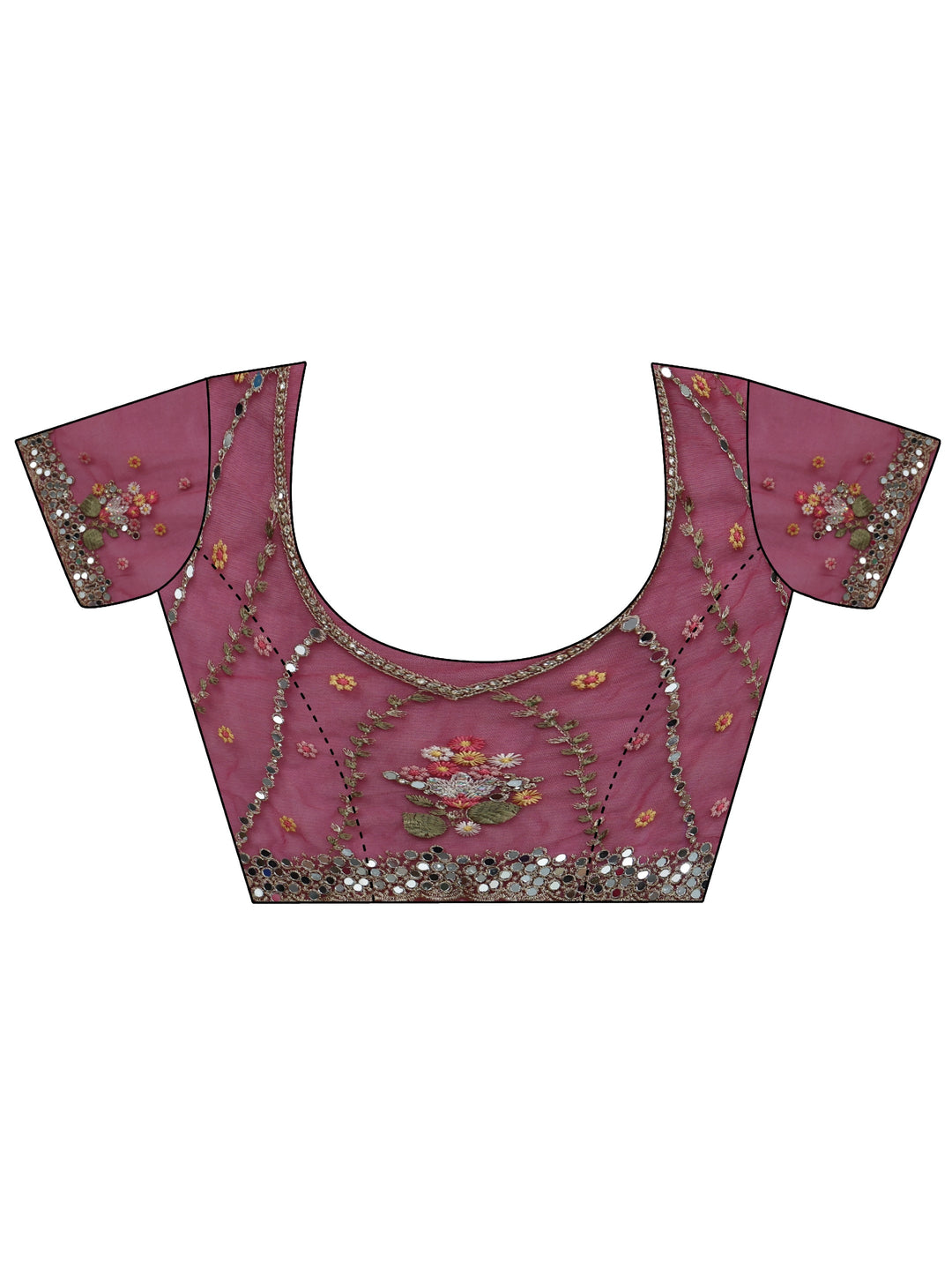  Libas Art Fuchsia Pink Floral Embellished Net Saree 