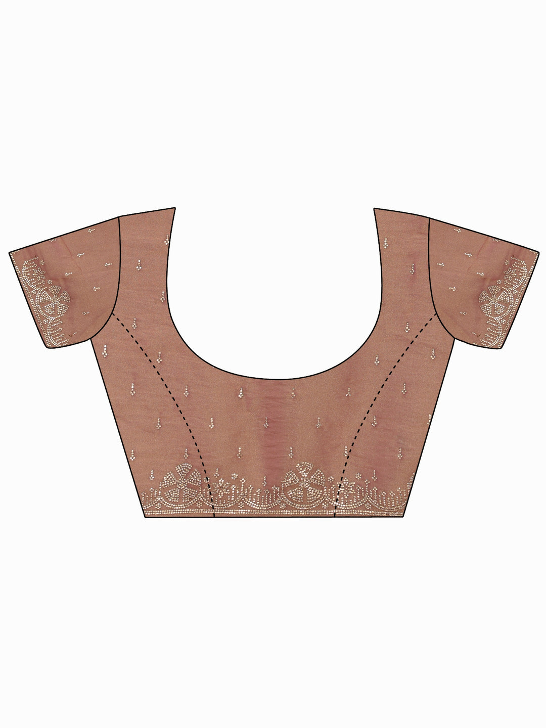  Libas Peach Pink Stone Work Embellished Tissue Saree 