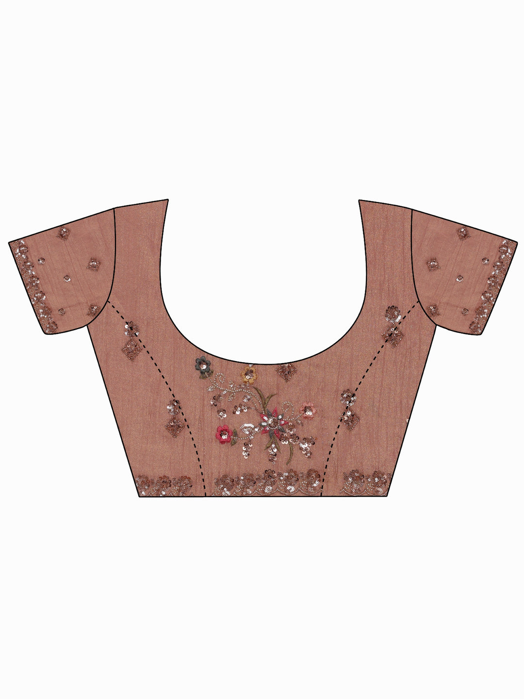  Libas Art Peach Pink Floral Sequin Embellished Tissue Saree 