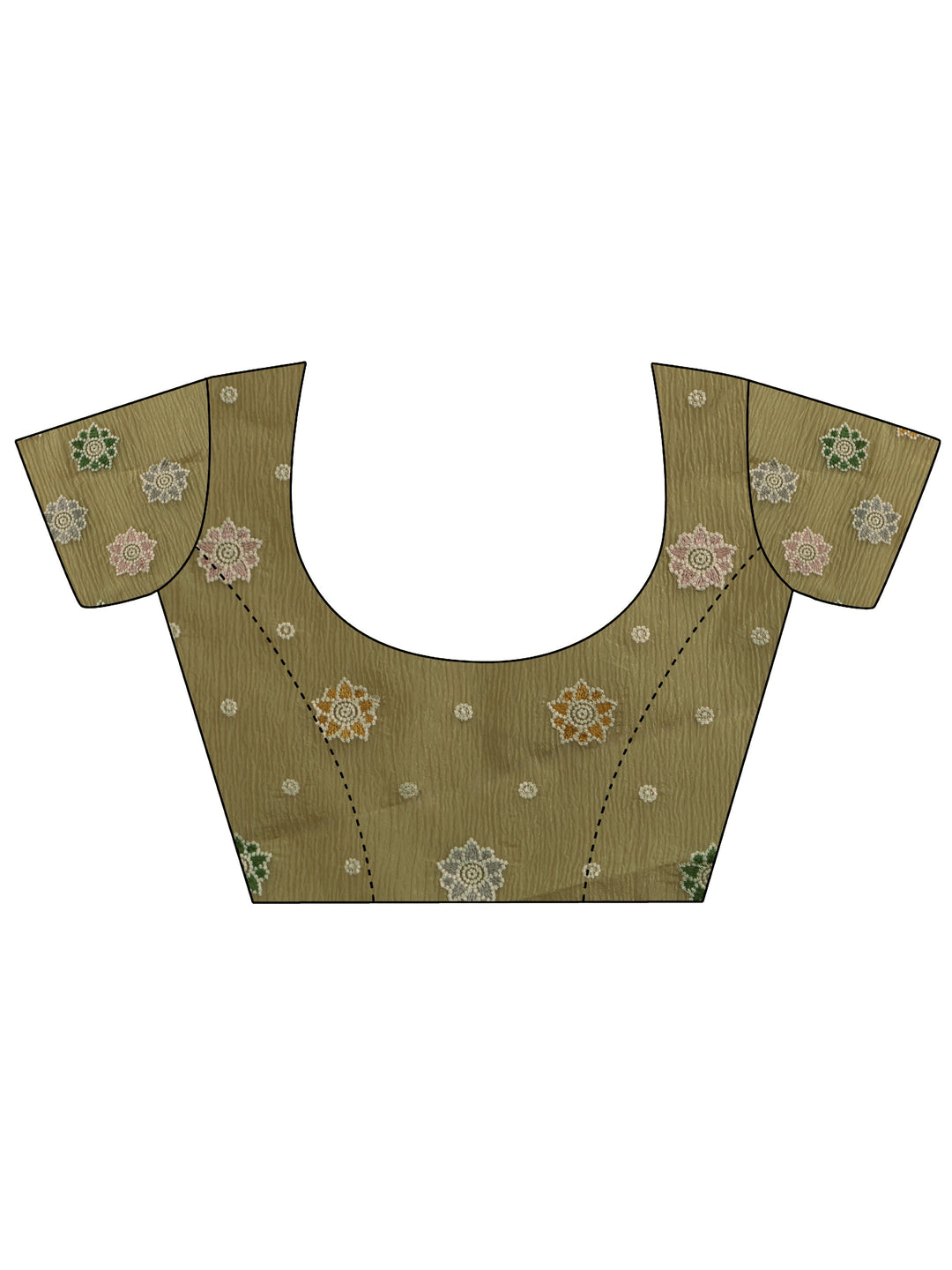  Libas Mustard Floral Embroidered Organza Saree 