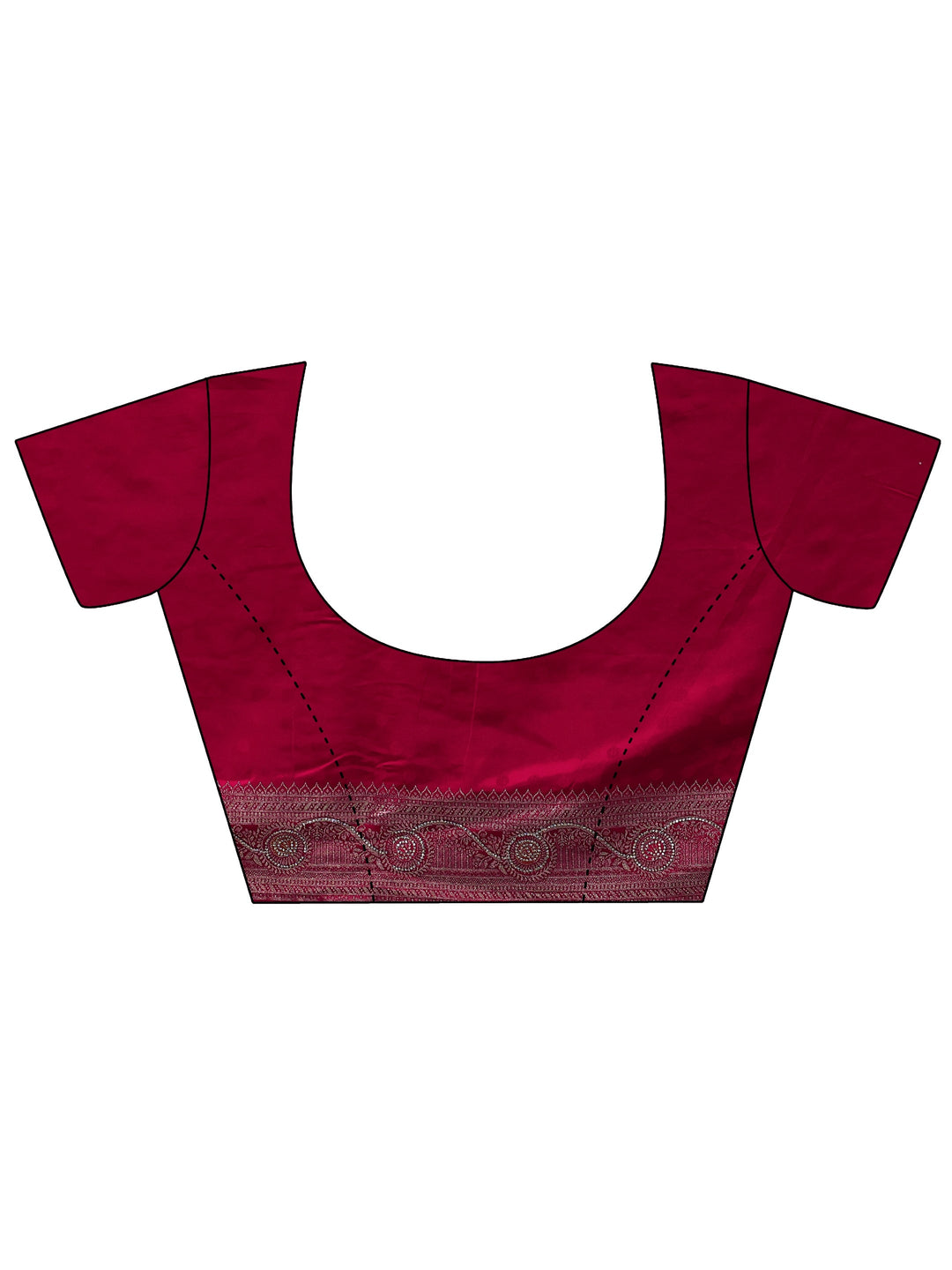  Libas Cream and Red Woven Design Silk Blend Saree 