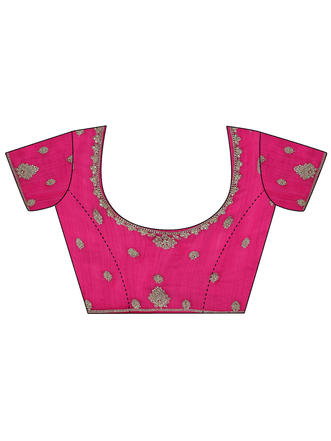  Libas Art Rani Pink Floral Zari Embroidered Tissue Saree 