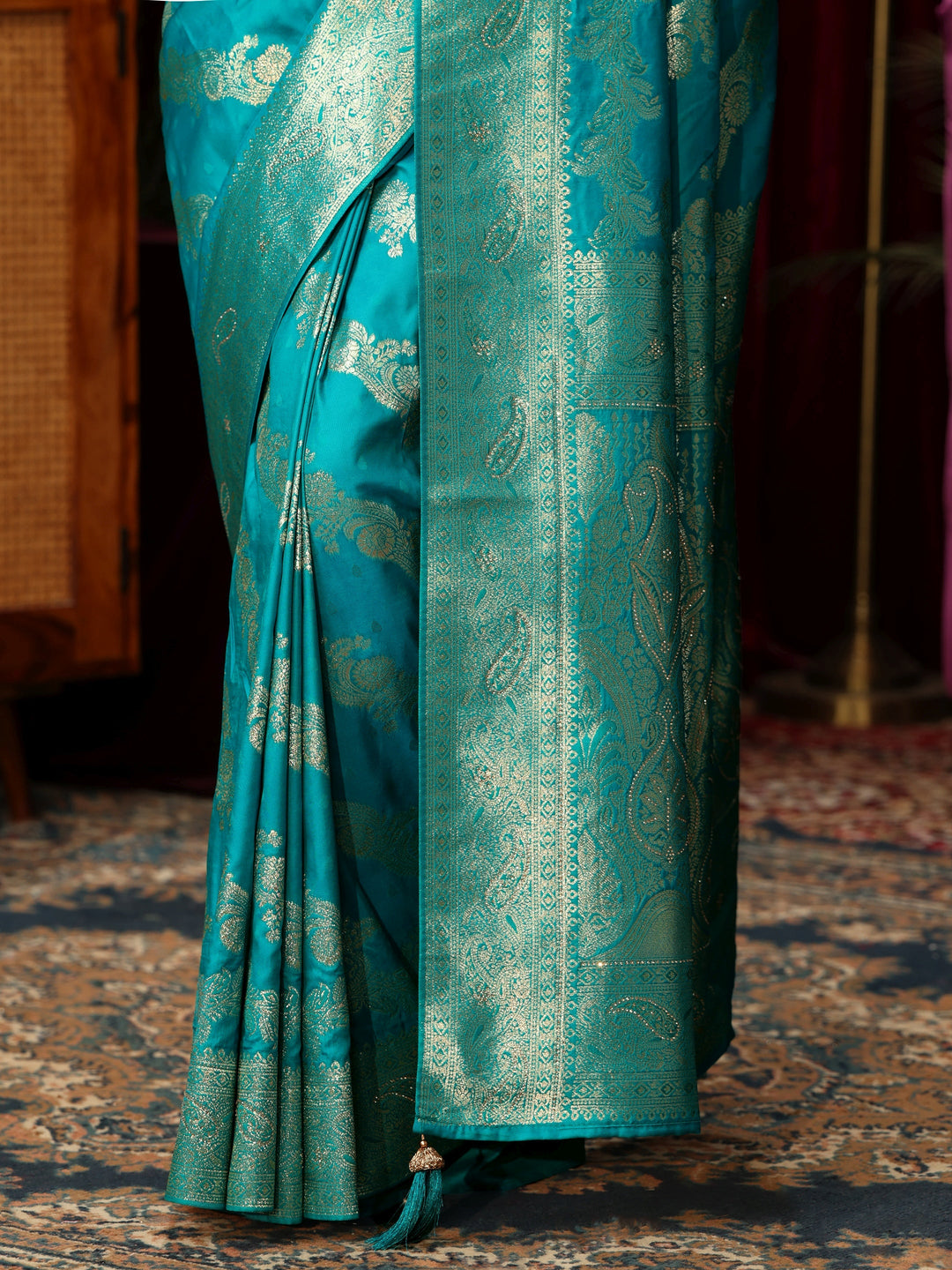  Libas Navy Blue Banarasi Silk Blend Saree 