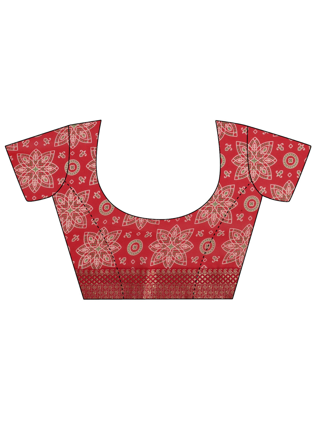  Libas Ruby Red Printed Georgette Saree with Floral Border 
