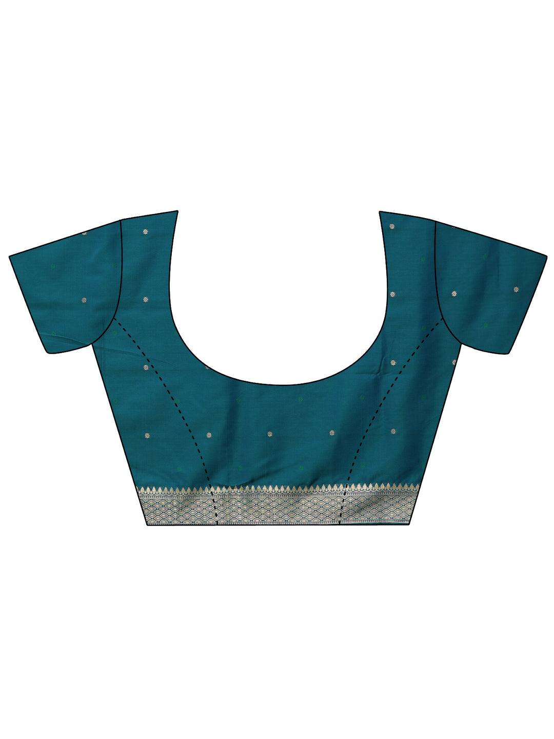  Libas Teal Green Deer Motif Kanjeevaram Silk Blend Saree 