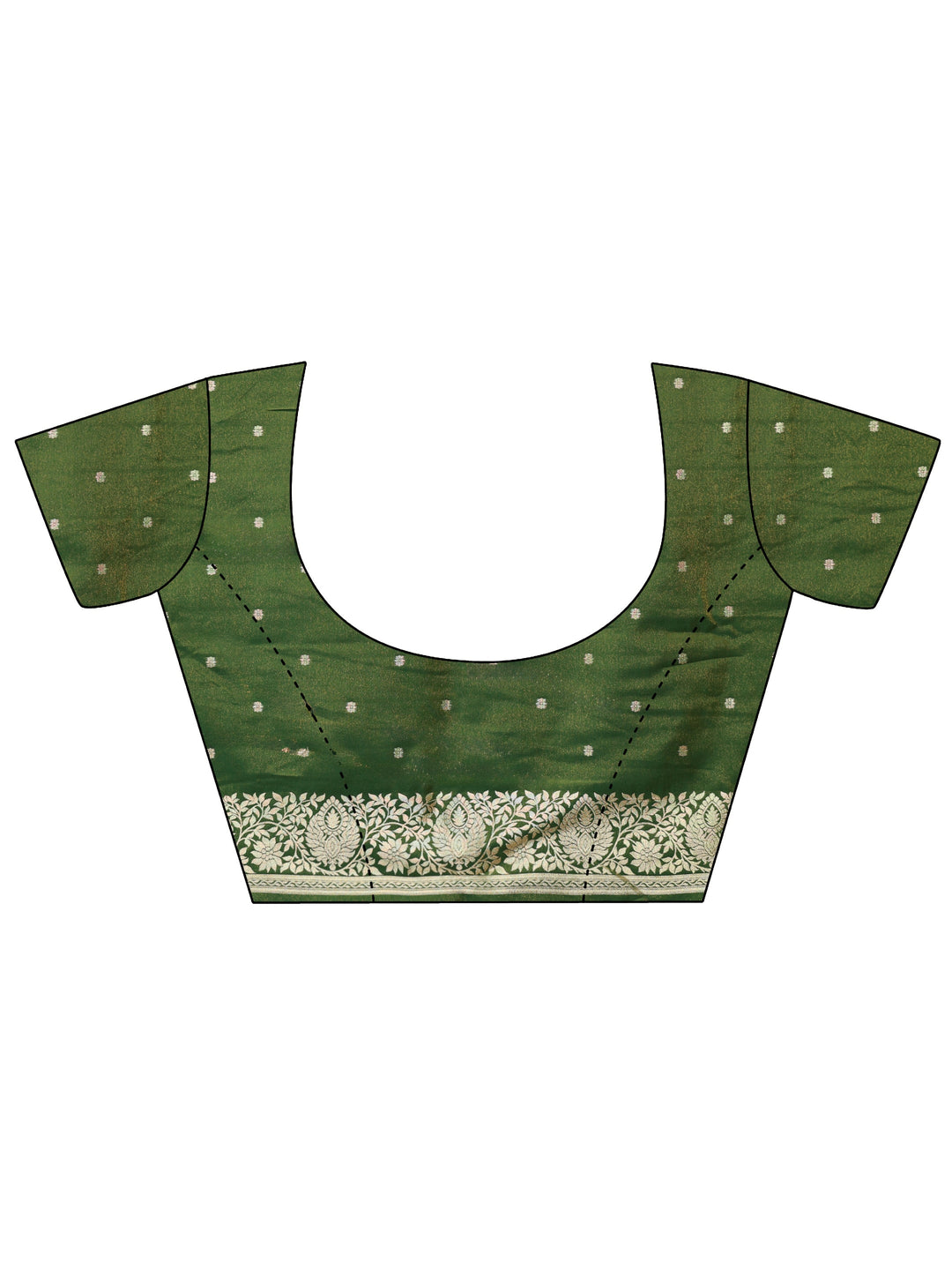  Libas Forest Green Floral Woven Design Satin Saree 