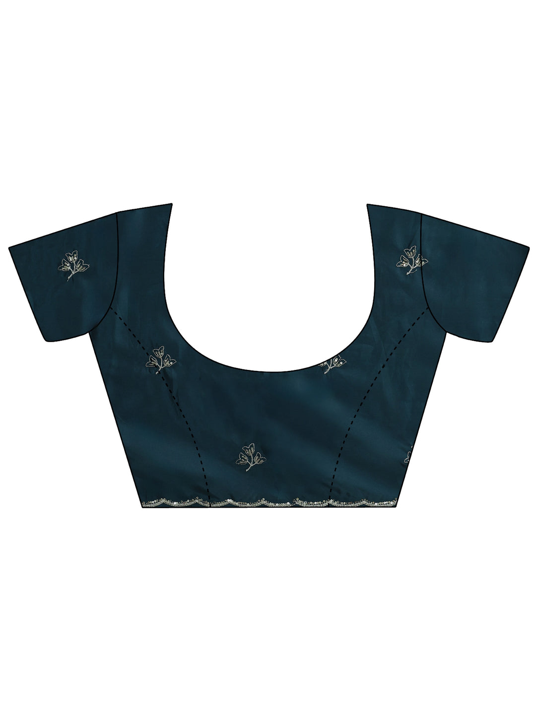  Libas Teal Blue Floral Embroidered Satin Saree 