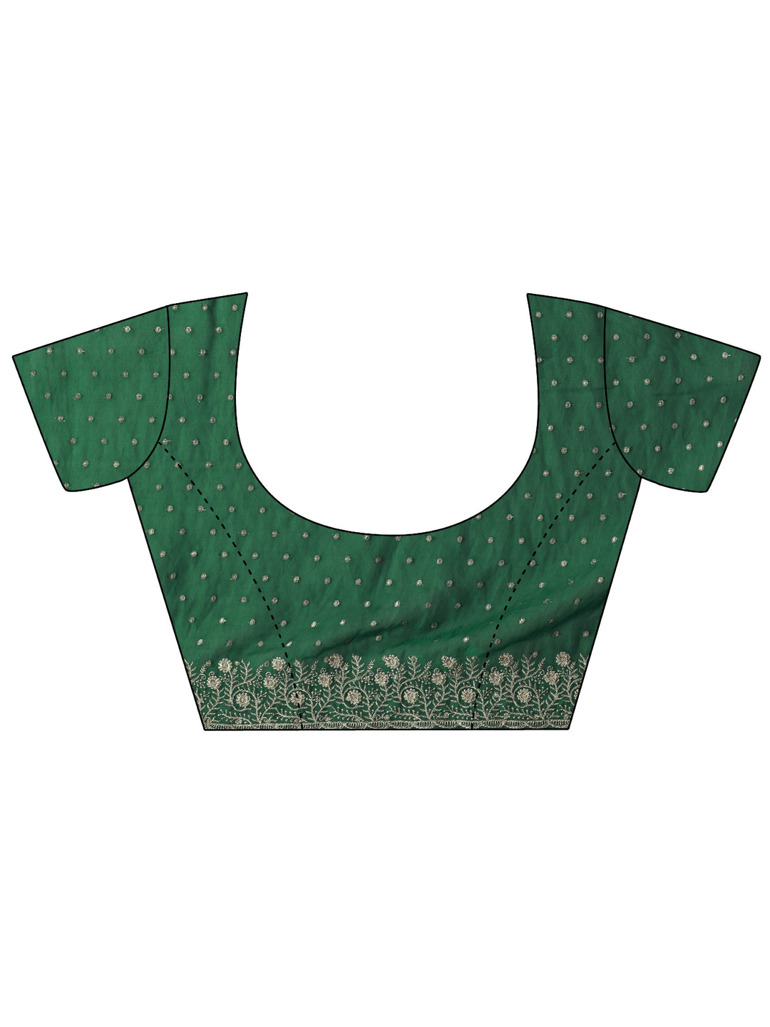  Libas Dark Green Woven Design Tissue Saree with Floral Border 