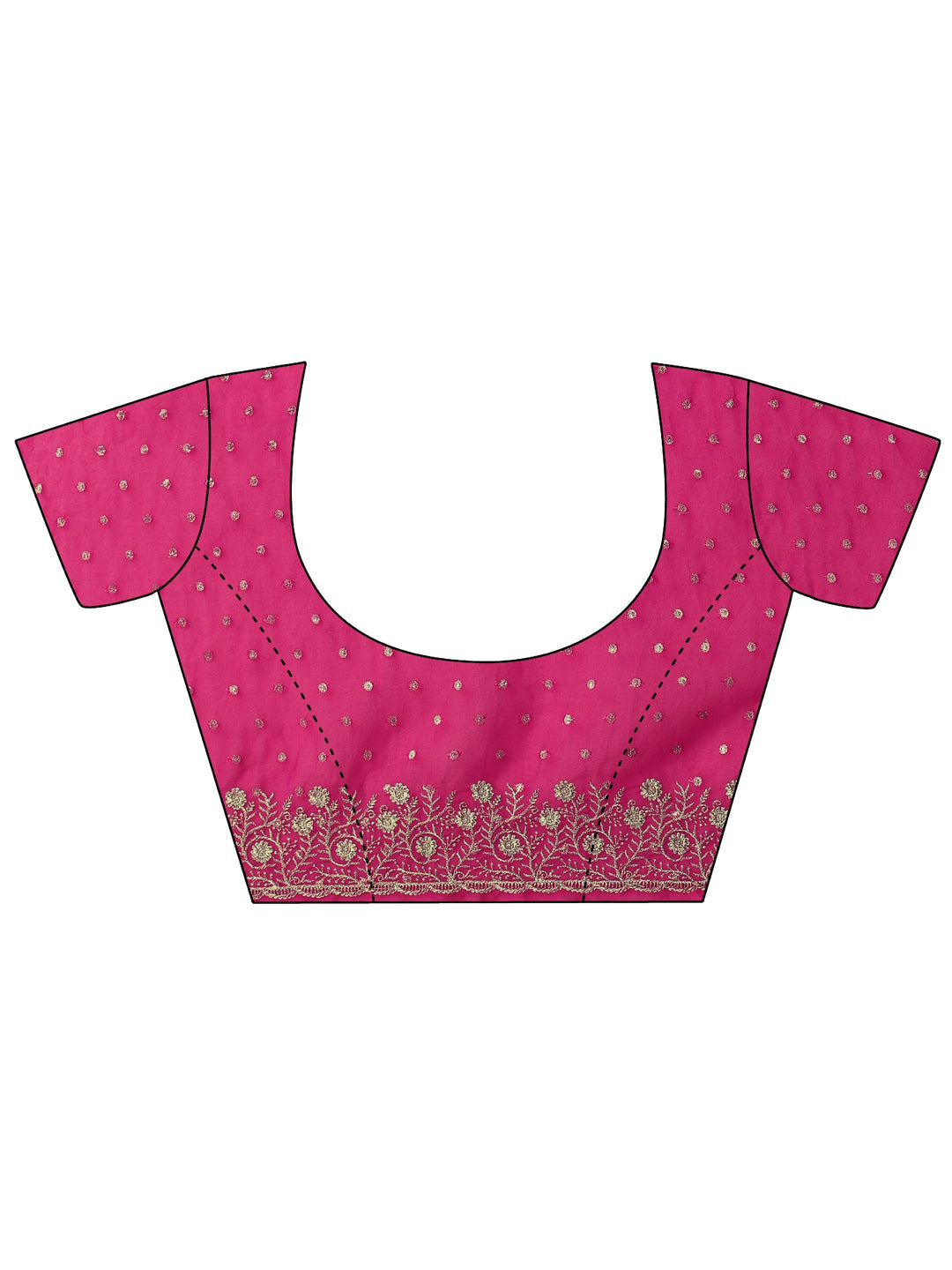  Libas Fuchsia Pink Woven Design Tissue Saree with Floral Border 