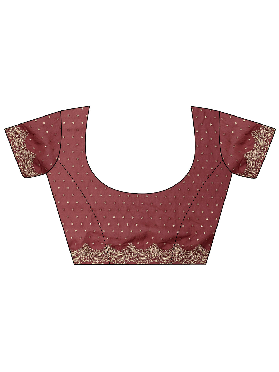  Libas Maroon Woven Design Tissue Saree with Scalloped Border 