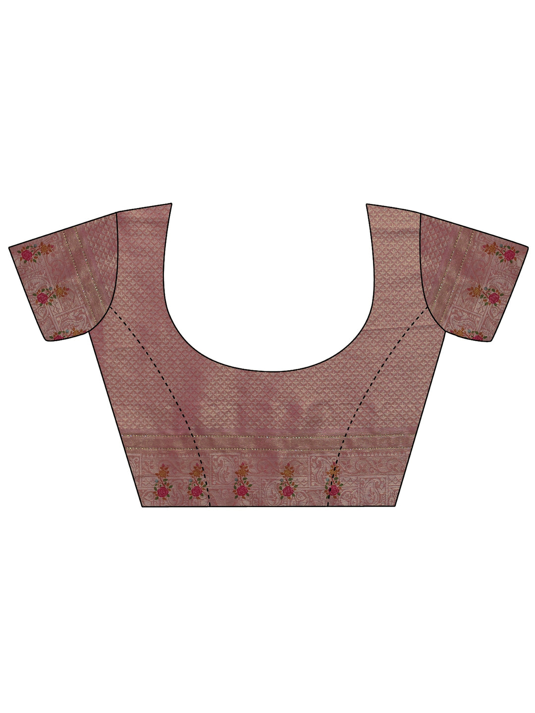  Libas Peach Pink Banarasi Silk Saree with Floral Stone Work 