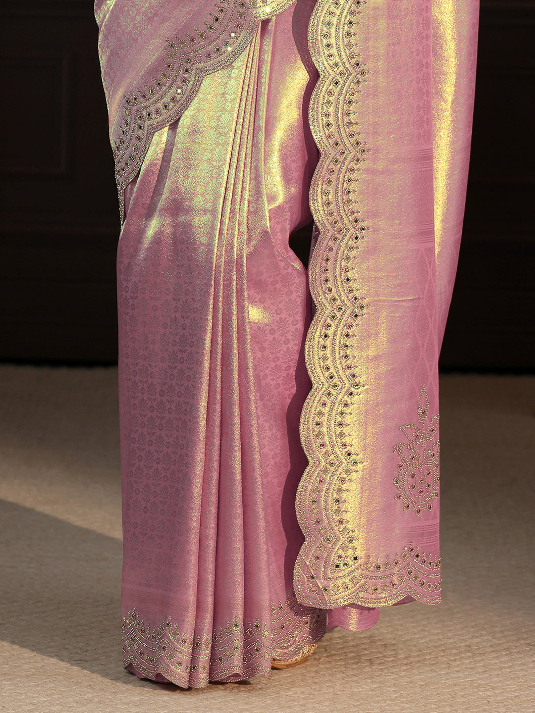  Libas Art Lavender Woven Design Silk Saree with Embellished Border 