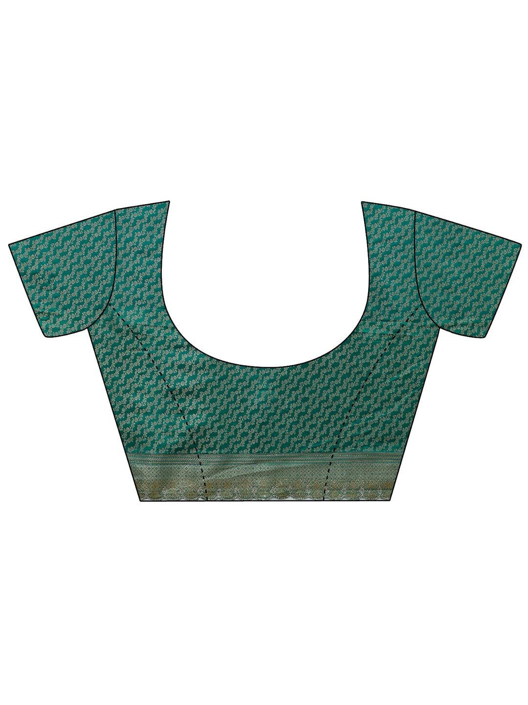  Libas Sea Green Woven Design Satin Saree with Scalloped Border 
