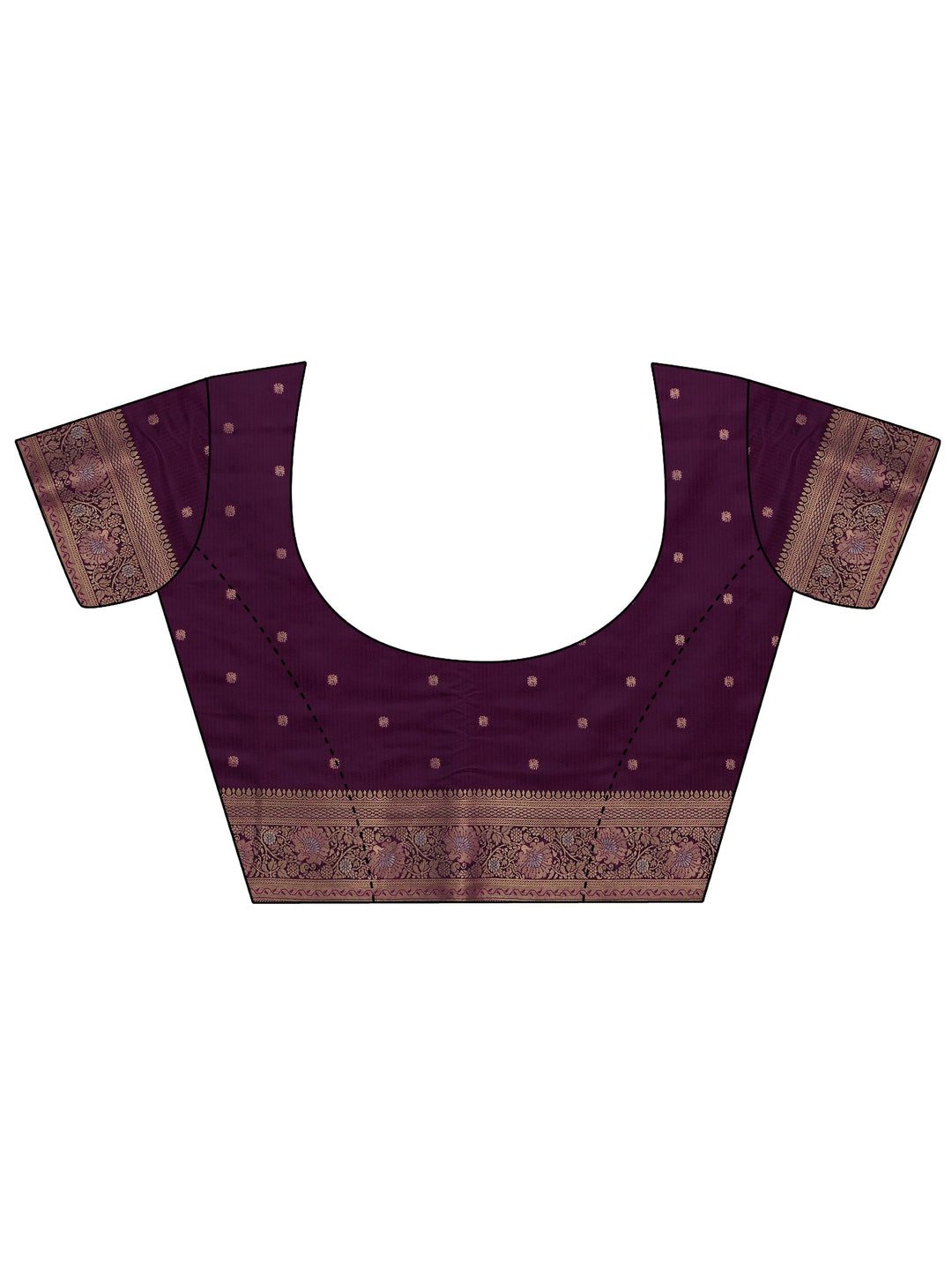  Libas Art Purple Mughal Floral Design Silk Blend Tassel Saree 