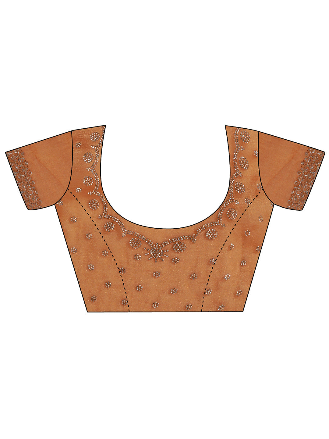  Libas Orange Embellished Tissue Saree with Scalloped Border 