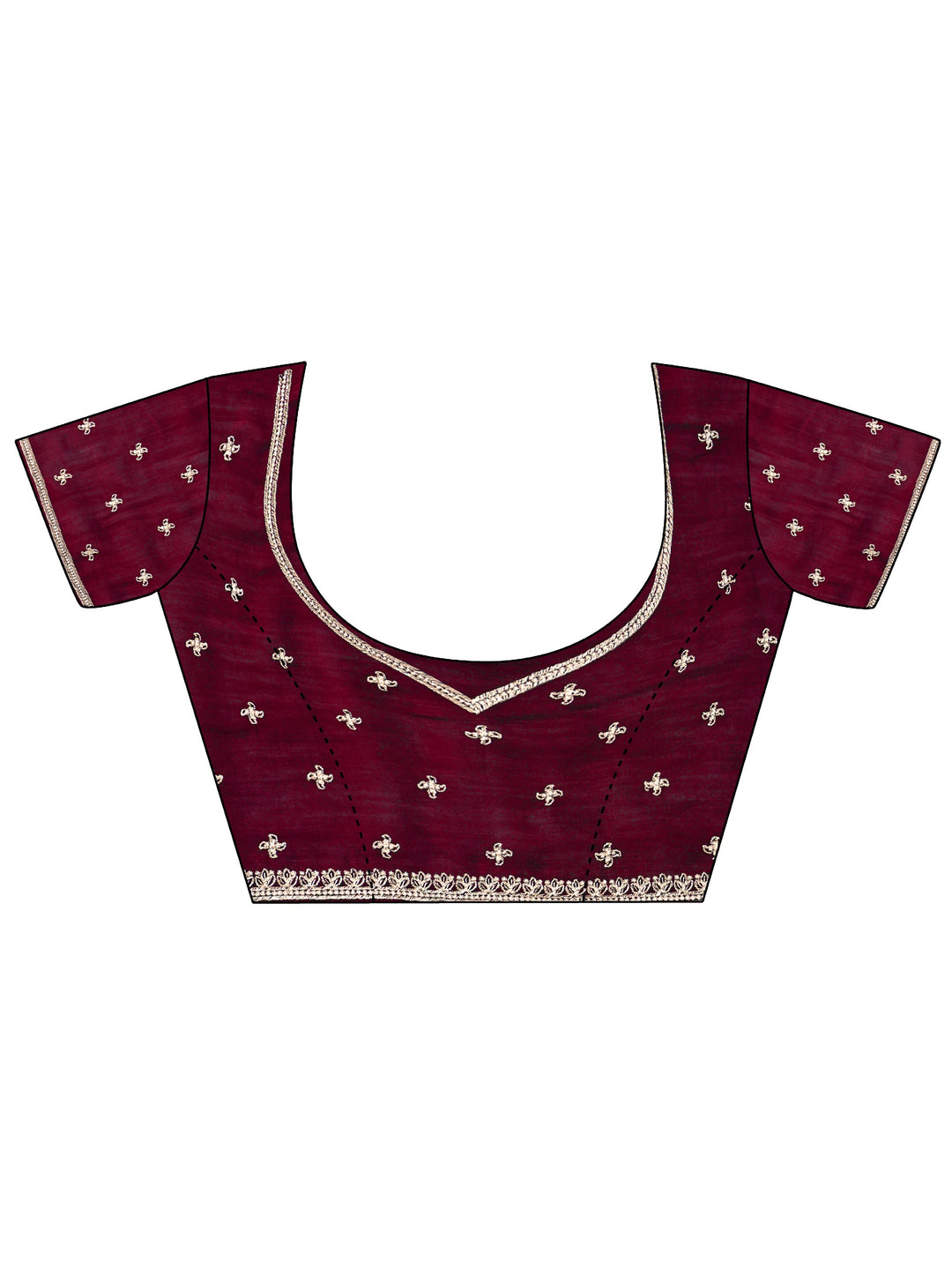  Libas Maroon Embellished Scalloped Border Silk Blend Saree 