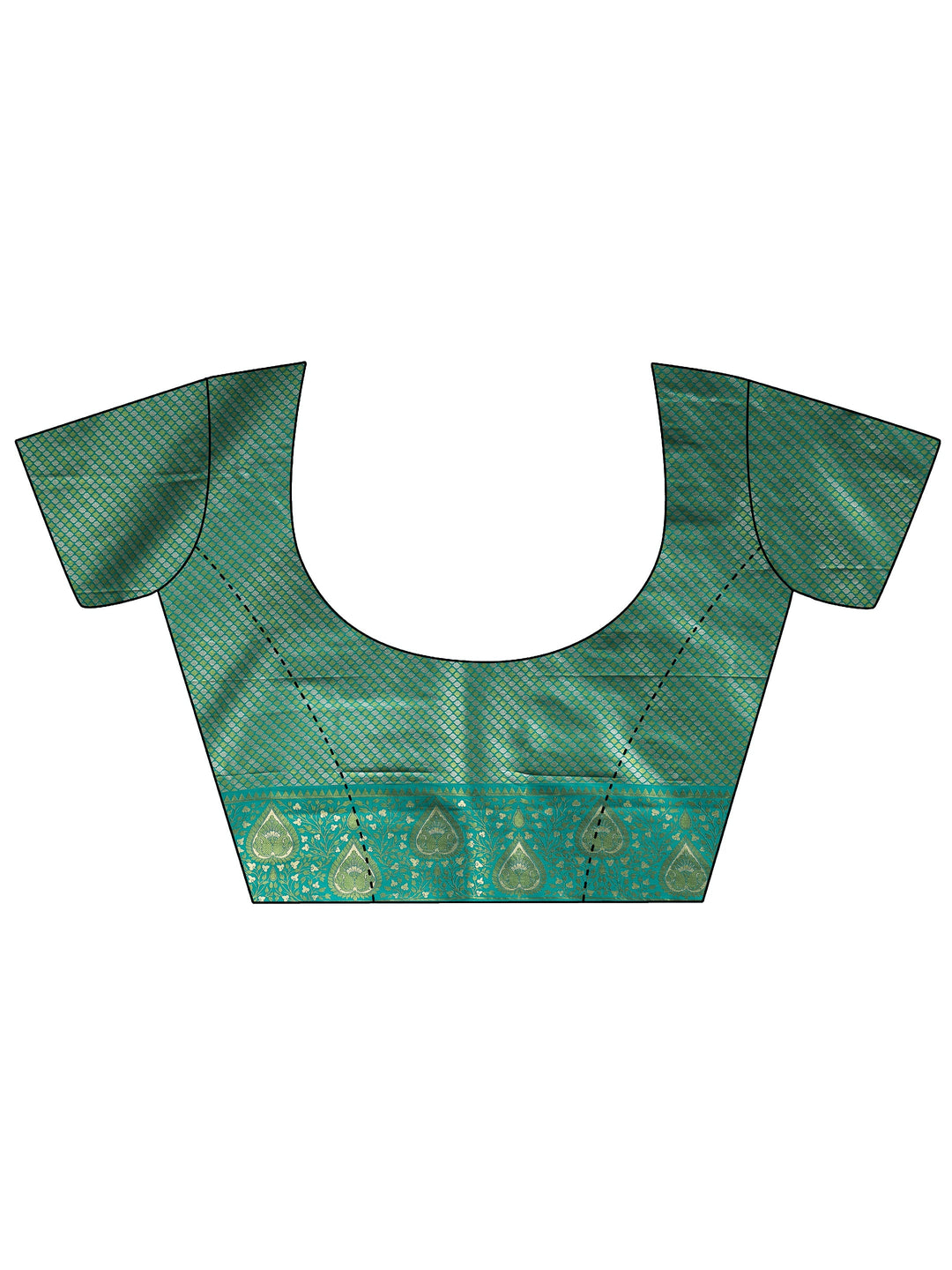  Libas Green Leaf Woven Design Brocade Saree 